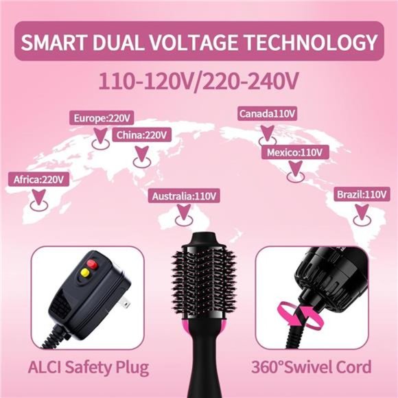 Dual Voltage Hair Dryer Brush Blow Dryer Brush in One Ceramic - Picture 2 of 6